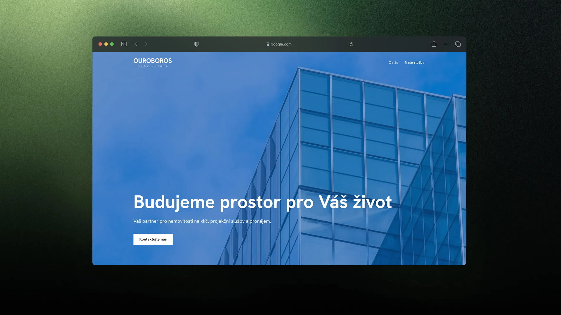 Webové stránky pro společnost Ouroboros Real Estate