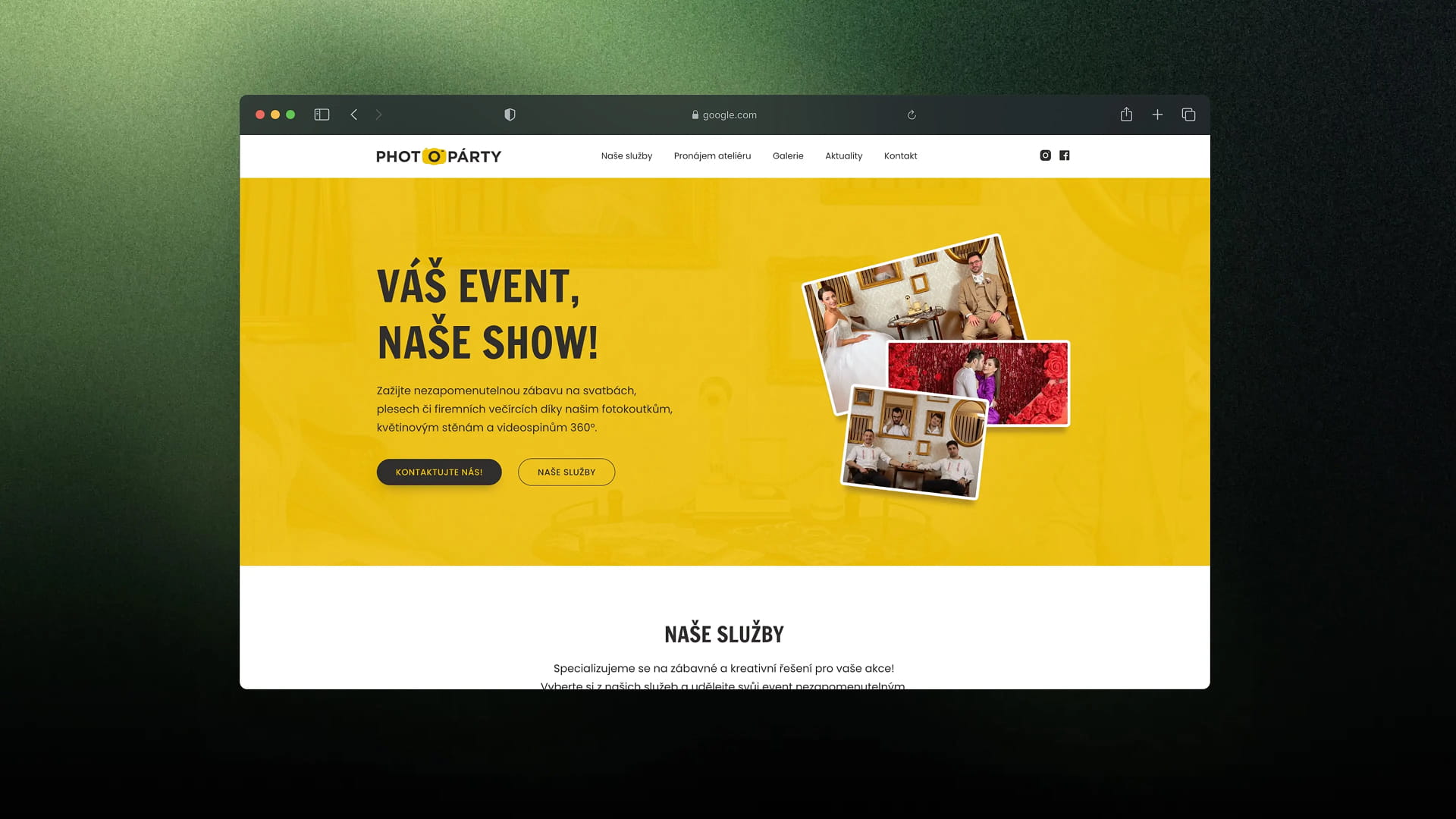 Webové stránky pro společnost Photo Party